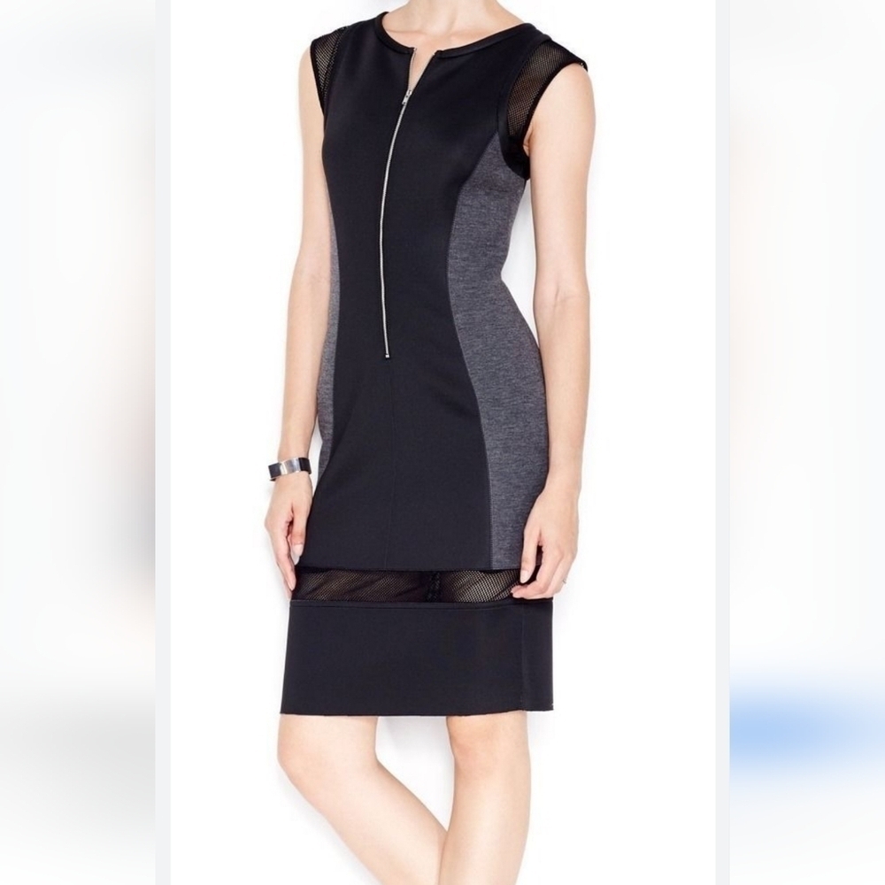 RACHEL Rachel Roy Sleeveless Zipper Front Midi Cocktail Dress- size L